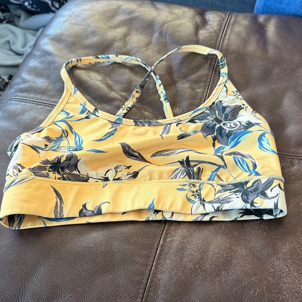 Hurley Yellow Floral Sports Bra